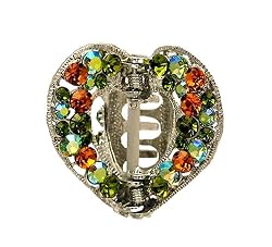 Hair Clip - H55 - Open Heart set with Swarovski (tm) Crystal Stones ~ Olivine & Topaz