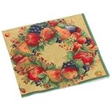 Caspari Pamela's Wreath 2 Paper Cocktail Napkin Package in a Gift Box, Gold by Caspari