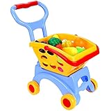 Arshiner Kids Little Supermarket Shopping Cart with Vegetable and Fruits