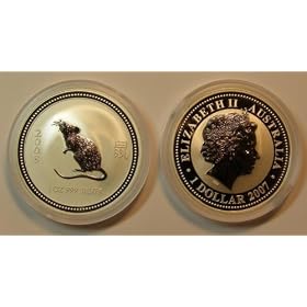 51oEPgOIKJL. SL500 AA280  2008 Year of the Mouse   1 oz .999 Pure Silver Coin (Series 1)