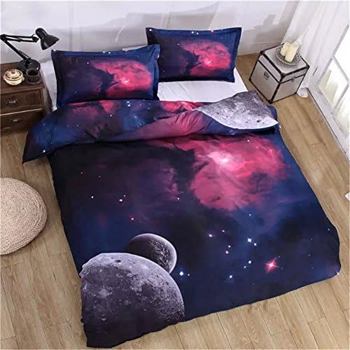 Hipster Galaxy Kids Bedding Sets,3D Oil Universe Outer Space Themed Galaxy Print Duvet Cover Queen Size,100% Polyester(No Comforter),Queen Size 4Pc