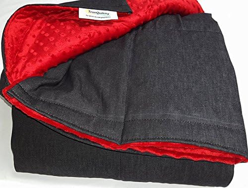 Ultra-Soft Red Minky &amp; Denim Weighted Sensory Blanket-8lb 36x48