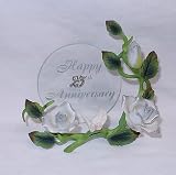 Happy 25th Silver Wedding Anniversary Rose & Doves Porcelain Gift #61607
