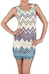Polyester/Knit Open-Back Zig Zag  Dress