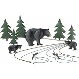 Wall Art 3D Metal Decor Rustic Black Bear Fishing (23x14) - Regal Art #R183
