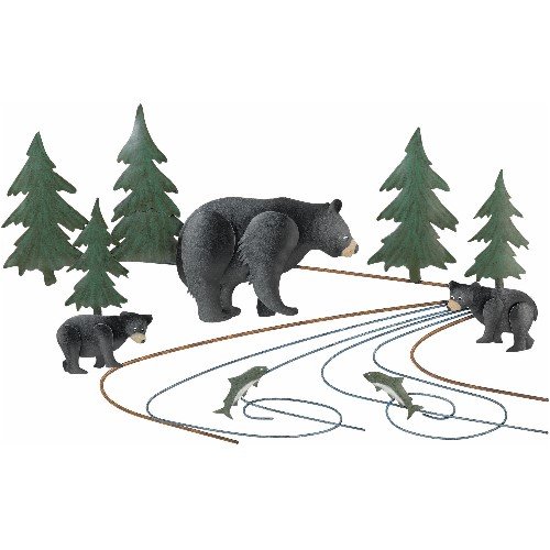 Rustic 3D Metal Wall Art Decor- Black Bear Fishing