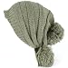 Winter Unisex Adjustable Back Tie 3 Pom Pom Ribbed Knit Slouchy Ski Beanie Gray