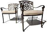 Outdoor Living : Strathwood St. Thomas Cast Aluminum Dining Arm Chair with Cushion, Set of 2