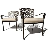 Strathwood St. Thomas Cast Aluminum Dining Arm Chair with Cushion, Set of 2