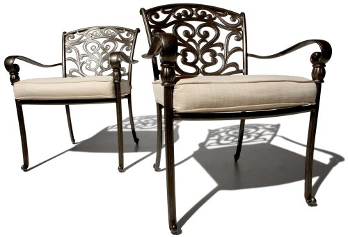 Strathwood St. Thomas Cast Aluminum Dining Arm Chair, Set of 2
