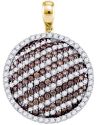2.22ctw Cognac Chocolate Brown & White Round Diamond Circle Pendant