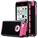 ULAK iPhone 5C Case, Slim Lightweight 2in1 iPhone 5C Cases Hybrid with Soft Rugged TPU Inner Skin and Hard PC Anti Scratches Protective Cover for Apple iPhone 5C (Black+Hot Pink)
