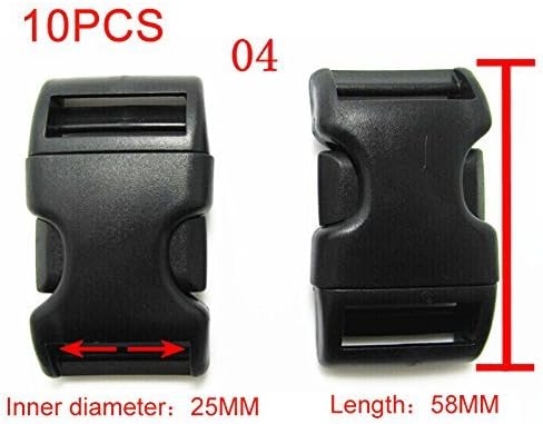 MILE 10 Pcs of Flat 25mm(1 Inch) Plastic Black Color Flat Side Release Buckles-4# by Mile