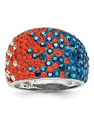 Sterling Silver Swarovski Elements Chicago Spirit Domed Ring