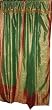 2 Green Indian Silk Sari Drapes Panel 84"