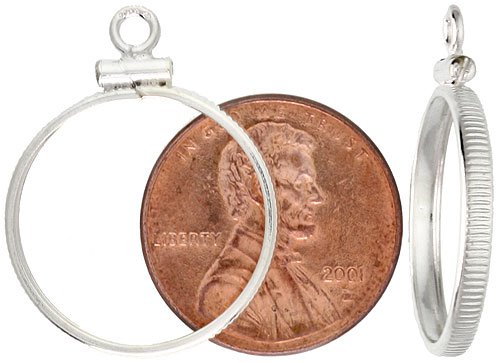 Sterling Silver Screw Top Coin Bezel, for the Copper Penny (1 Cent Coin) 19.0 mm Coin