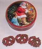 Scott's Cakes 1 lb. White Chocolate Covered Pretzel with Christmas Jimmies in a Santa Tin