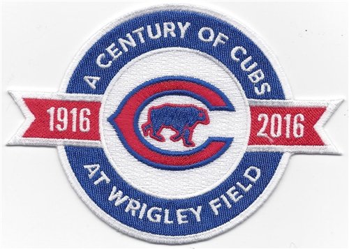 2016 Chicago Cubs "A Century of Cubs At Wrigley Field" 100th Anniversary Jersey Sleeve Patch