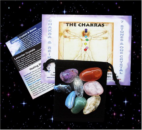 Chakra, Reiki 7 Healing Stone Kit with Crystal & Chart