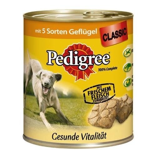 Pedigree Classic Adult Hundefutter Dosen, 5 Sorten Geflügel 12x800g