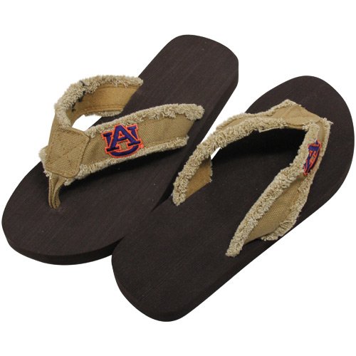 Auburn Tigers Unisex Frayed Flip Flops - Khaki Auburn Tigers Unisex Frayed Flip Flops - Khaki