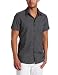Kenneth Cole Men's Tonal Mini Check Shirt, Black Combo, Medium