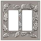 Amertac 85RRN 2 Rocker GFCI Leaf Wallplate, Satin Nickel by AmerTac