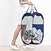 MaidMAX Pop-up Laundry Hamper, 2-Pack Foldable Mesh Sorter Bag Basket with Reinforced Carry Handles, Blue