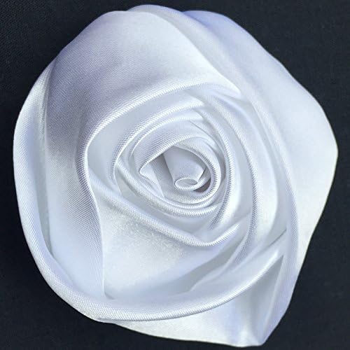 7pcs Big Satin Ribbon Rose Flowers Wedding Craft Appliques (White)