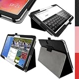 igadgitz Schwarz PU Ledertasche Hülle Folie Cover für Samsung Galaxy TabPRO 10.1
