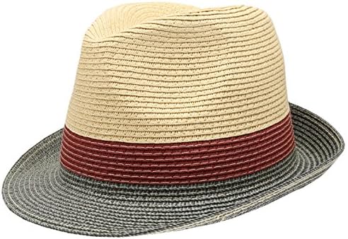 Summer Trendy Collection Braid Straw Short Brim Fedora Hat with Adjustable Drawstring (Multi-Natural)