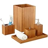 Seville Classics Bamboo Bath and Vanity Set, 5 pcs