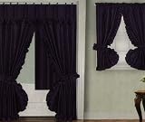 Purple Fabric Double Swag Shower Curtain with Matching Window Curtain and Vinyl Liner