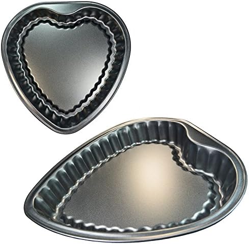 Heart shaped Baking Pan, Bakery Cookie Cheesecake Decorative Cake Non-stick coating, Dishwasher safe, Rust resistant, Measures 11" x 10.5"x 1.75" (Scalloped Edges Inside)