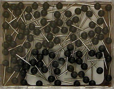 DBCY 1/8 Inch Diameter Map Tacks, Pack of 100 (Black)