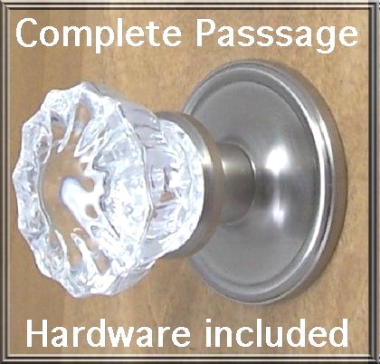 Futed Depression Crystal/Brushed Nickel Passage Door Knob Set. A very special purchase of the Standard Crystal Glass Passage Door Futed Depression Crystal/Brushed Nickel Passage Door Knob Set. A very special purchase of the Standard Crystal Glass Passage Door
