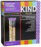 KIND PLUS Bars, Passion Fruit Macadamia + B Complex, 1.4-Ounce Bars (Pack of 12)