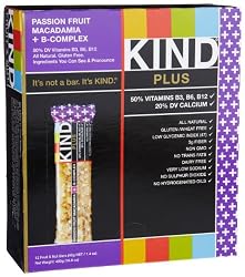 KIND PLUS Bars, Passion Fruit Macadamia + B Complex, 1.4-Ounce Bars (Pack of 12)