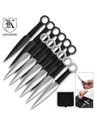 Dozen Black & Silver Ninja Kunai Throwing Knives Set