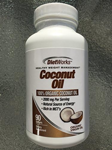 Coconut Oil Softgels Made from 100% Organic Virgin Vigin Coconut Oil - 2000 MG - 90 Softgels - The Best Coconut Oil Supplement Rich in MCT's