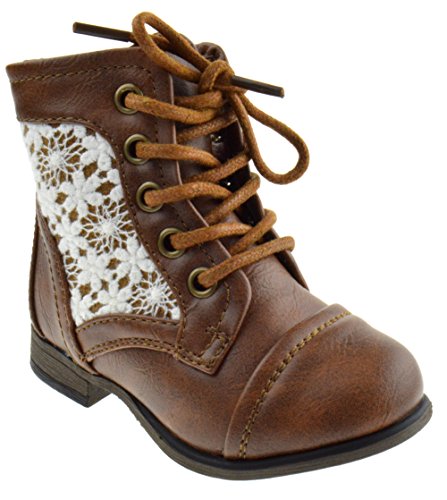 Chapter 30KA Baby Girls Combat Lace Up Boots Beige
