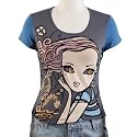 Jessie G. Women's Printed Scoop Neck Tee - Blue Medium