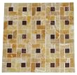 Honey Onyx Pinwheel 1x2 Mosaics with Red Onyx Insert 1x1 Polished Meshed on 12x12 Tiles for Backsplash, Shower Walls, Bathroom Floors - FREE SHIPPING