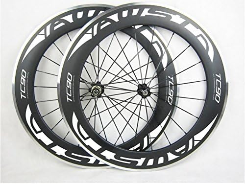 DYX Carbon Alloy Wheels 90mm Clincher 23mm wide Carbon Wheels Alloy Brake Surface Cycling Alloy Road Wheels 90mm alloy rims (White, R36 hubs)