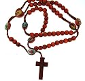 Wooden Rosary Dark Colored Wood with Photographs