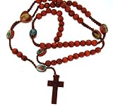 Wooden Rosary Dark Colored Wood with Photographs