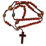 Wooden Rosary Dark Colored Wood with Photographs