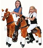 UFREE Large Mechanical Rocking Horse Toy, Ride on Bounce up and Down and Move, 44'' for Children 4 to 15 Years Old (Black Mane and Tail)
