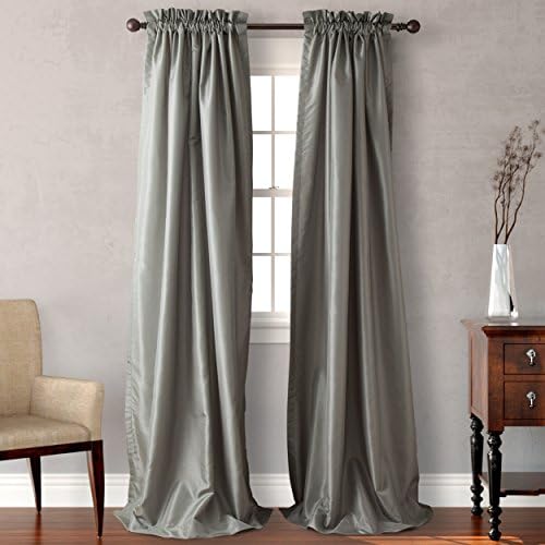 Heritage Landing Faux Silk Window Panel Pair, 84", Sage