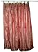 2 Organza Salmon Pink Base with Red Bell Embroidered Sari Curtains Drapes Panel 92" Tabs